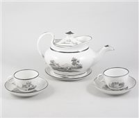 Lot 86 - Early 19th Century English bat printed monochrome teaset, some damage.