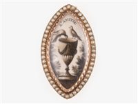 Lot 178 - A 19th century rose metal mounted Memento Mori navette shaped brooch
