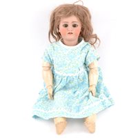Lot 221 - Simon and Halbig Germany bisque head doll, head stamp size 6, with sleeping eyes, open mouth, composition body and limbs, 41cm tall.