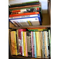 Lot 72 - Large quantity of reference book, magazines and DVDs, about trains, locomotives and railways, a collection in seven boxes.