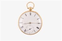 Lot 194 - An 18 carat yellow gold open face pocket watch