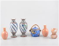 Lot 15 - A pair of Derby Crown porcelain bottle vases