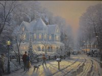 Lot 259 - After Thomas Kinkade, 'A Holiday Gathering', limited edition colour print on canvas
