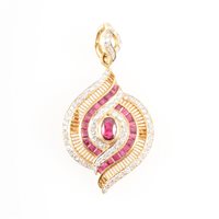 Lot 183 - A modern ruby and diamond brooch/pendant, a...