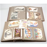 Lot 98 - Four albums of early 20th Century and later postcards, greetings cards, cigarette cards, etc.