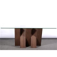 Lot 519 - Contemporary glass topped dining table.