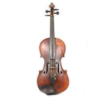 Lot 93 - German violin, two piece back, with a bow, cased