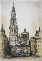 Lot 406 - Colin Vokes, four Northamptonshire landscapes, two oils, two watercolours; and other prints.