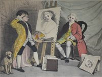 Lot 400 - After William Hogarth, two engravings, 'Mr Garrick in the Character of Richard III' and another; plus two other engravings.