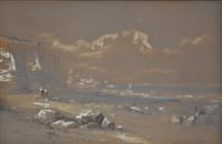 Lot 228 - English School, coastal scenes, a pair, pencil, wash and watercolour