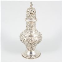 Lot 359 - A silver caster by William Aitken, Birmingham 1902.