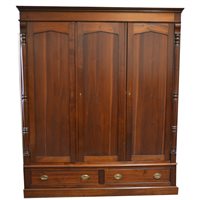 Lot 508 - Victorian style mahogany three-door wardrobe.
