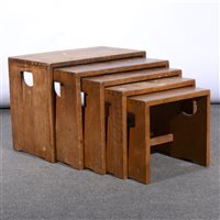 Lot 612 - A nest of five elm tables by Ercol, 1964-1970