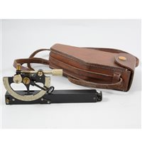 Lot 89 - A portable hand held inclinometer, E R Watts & Son, London, No. 22735, 20cm, in a leather holster.