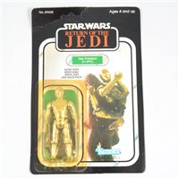 Lot 262 - Star Wars figure See-Threepio (C-3PO) with removable limbs, Kenner, sealed in original Return of the Jedi blister pack box, unpunched 77 back.