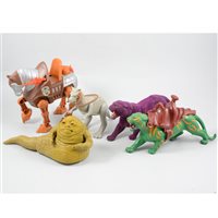 Lot 193 - Two He-Man and the 'Masters of the Universe castle' large play set castles, along with some loose animal figures