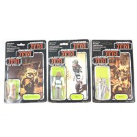 Lot 257 - Three Star Wars figures, Teebo, Wicket W. Warrick, Nikto, Palitoy, all in original tri-logo Return of the Jedi blister-pack boxes, all unpunched 79 backs, (3).