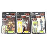 Lot 258 - Three Star Wars figures, 8D8 droid, Wicket W. Warrick, Nikto, Palitoy, all in original tri-logo Return of the Jedi blister-pack boxes, 79 backs, one is unpunched, (3).