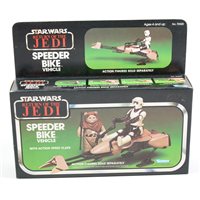 Lot 263 - Star Wars Return of the Jedi Speeder Bike Vehicle set with action speed flaps, Kenner, in original box still factory sealed.