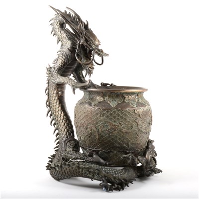 Lot 67 - Japanese bronze dragon bowl, probably Meiji