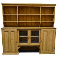 Lot 367 - Large pine dresser, adapted