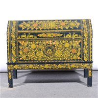 Lot 543 - An Olinala Mexican lacquer work camphor box of ark design floral decoration, width 81cm.