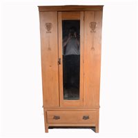 Lot 379 - Edwardian stripped satin walnut single wardrobe