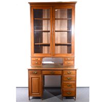 Lot 516 - Edwardian walnut bookcase-desk