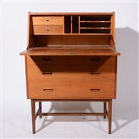 Lot 619 - A Mid-Century teak bureau, possibly G-Plan