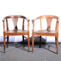 Lot 353 - Five beech framed armchairs, early 20th century
