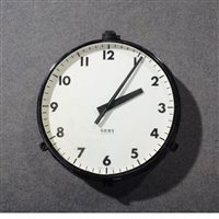 Lot 330 - Black metal framed wall clock, Gent of Leicester