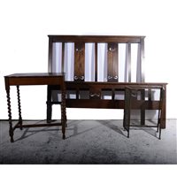 Lot 371 - Oak bedstead, pierced and slatted ends, adapted base