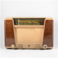 Lot 101 - A Philips 400A valve radio and a Smith's walnut mantel clock, (2).