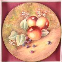 Lot 40 - A hand painted cabinet plate by John Skerrett, former Royal Worcester painter.