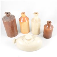 Lot 132 - Three boxes of stoneware jugs, bottles, match stick striker, etc.