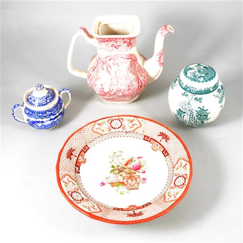 Lot 26 - Two boxes of VIctorian pottery, including Masons and Copeland.