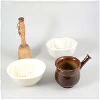 Lot 120 - A collection of pottery, glass and copper moulds, (2 boxes).