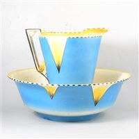Lot 68 - An Art Deco jug and bowl set, and a selection of early 20th Century tiles.