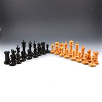 Lot 201 - Box and ebony chess set, Staunton Pattern.