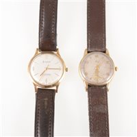 Lot 299 - Accurist, Avia - a gentleman's Accurist Antimagnetic Shockmaster wrist watch, circular cream baton dial with quarter arabics and centre seconds hand in a 32mm yellow metal case, strap model