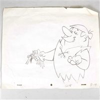 Lot 130 - A Flintstones 'Barney Rubble' animation cel drawing, with certificate from Premiere Props