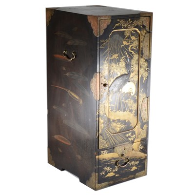 Lot 66 - Japanese black lacquered kodansu, Meiji or later