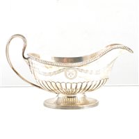 Lot 218 - Edwardian silver pedestal sauceboat, Mappin & Webb, Birmingham 1910