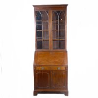 Lot 378 - Edwardian mahogany bureau bookcase