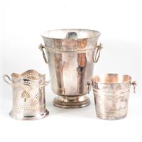 Lot 104 - A silver berry spoon, cased, silver napkin ring, plated wares including Cristofle