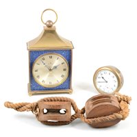 Lot 168 - A Junghan's mantel clock, a cased field microscope, a clock movement, lacquered box and a cleat. (5)