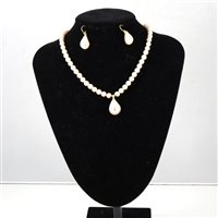 Lot 254 - A cultured pearl and diamond necklace and earring suite, fifty-five 6.5/7mm pearls knotted every pearl into a single row 42cm long and fitted with a 9ct fastener set with two small diamonds