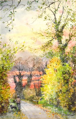 Lot 305 - Cecil J. Thornton, Sunset on The Fosse Way, ...