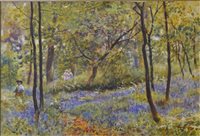 Lot 231 - James Smith Morland, Woodland scene with figures, watercolour