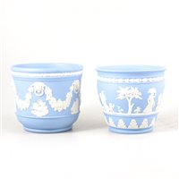 Lot 11 - Two Wedgwood blue Jasperware jardinieres